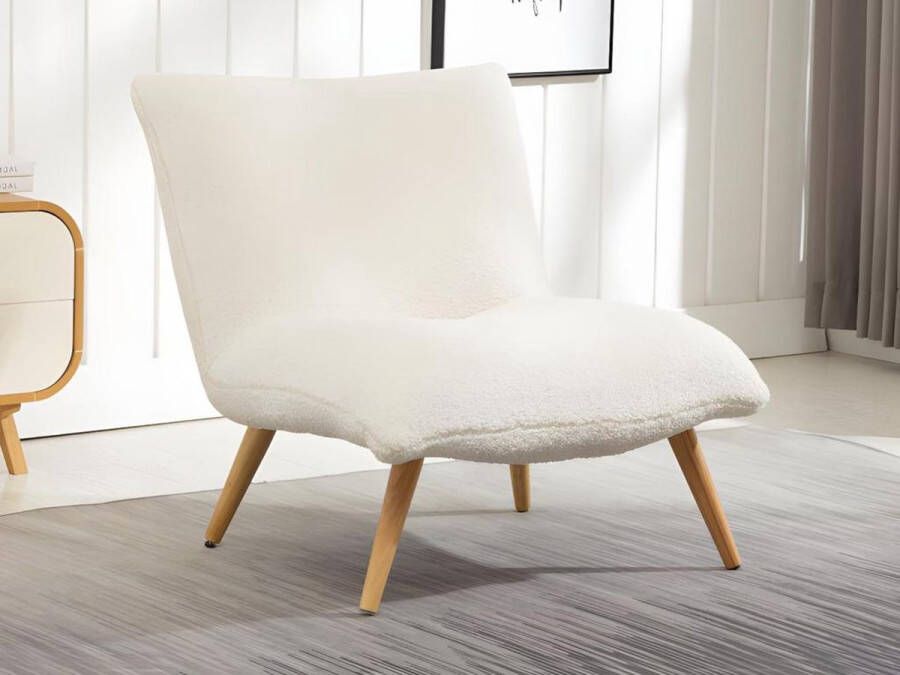 Vente-unique Fauteuil van stof PEPITA Teddy stof Wit L 77 cm x H 81 cm x D 90 cm - Foto 2