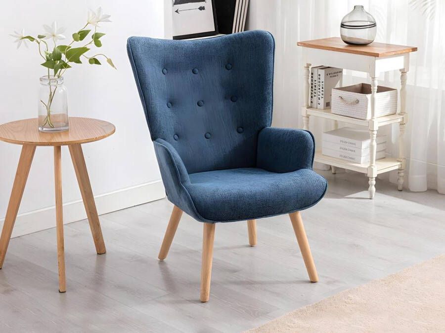 Vente-unique Fauteuil van stof VATELY Blauw L 69 cm x H 95.5 cm x D 78 cm