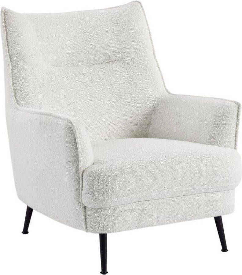 Vente-unique Fauteuil van witte boucléstof MELFI L 72 cm x H 89 cm x D 84 cm