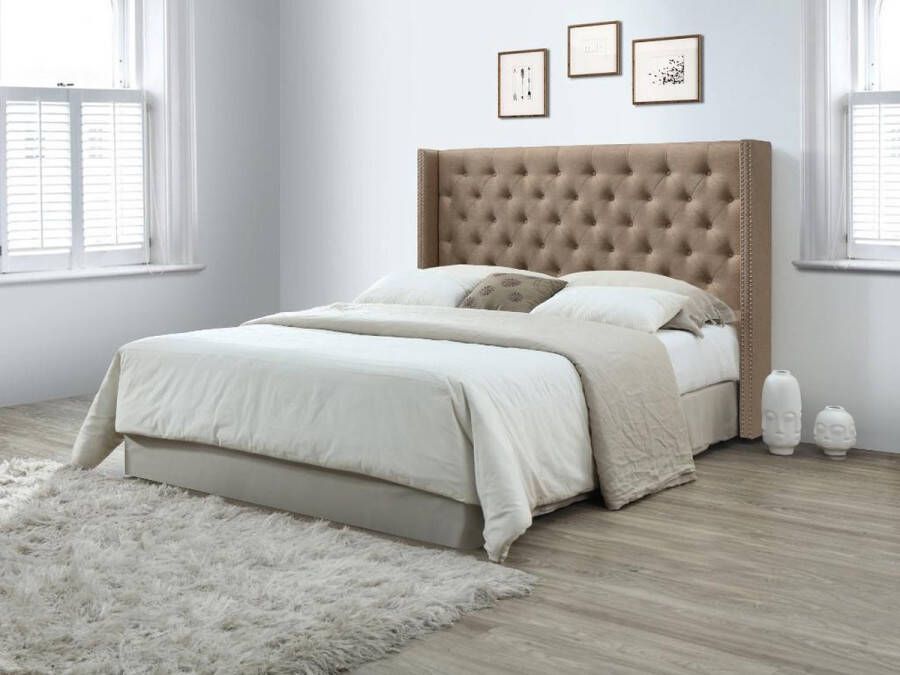 Vente-unique Gewatteerd hoofdbord MASSIMO stof 170 cm Beige L 173 cm x H 125 cm x D 20 cm - Foto 2