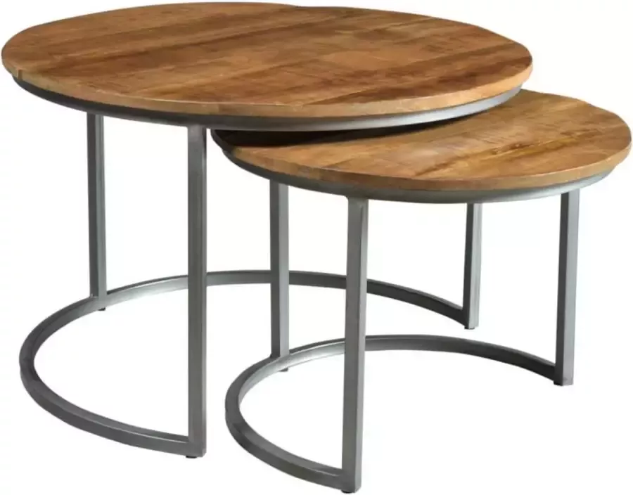 Vente-unique Inschuifbare salontafels QUETZAL Mangohout & metaal L 75 cm x H 48 cm x D 75 cm - Foto 2