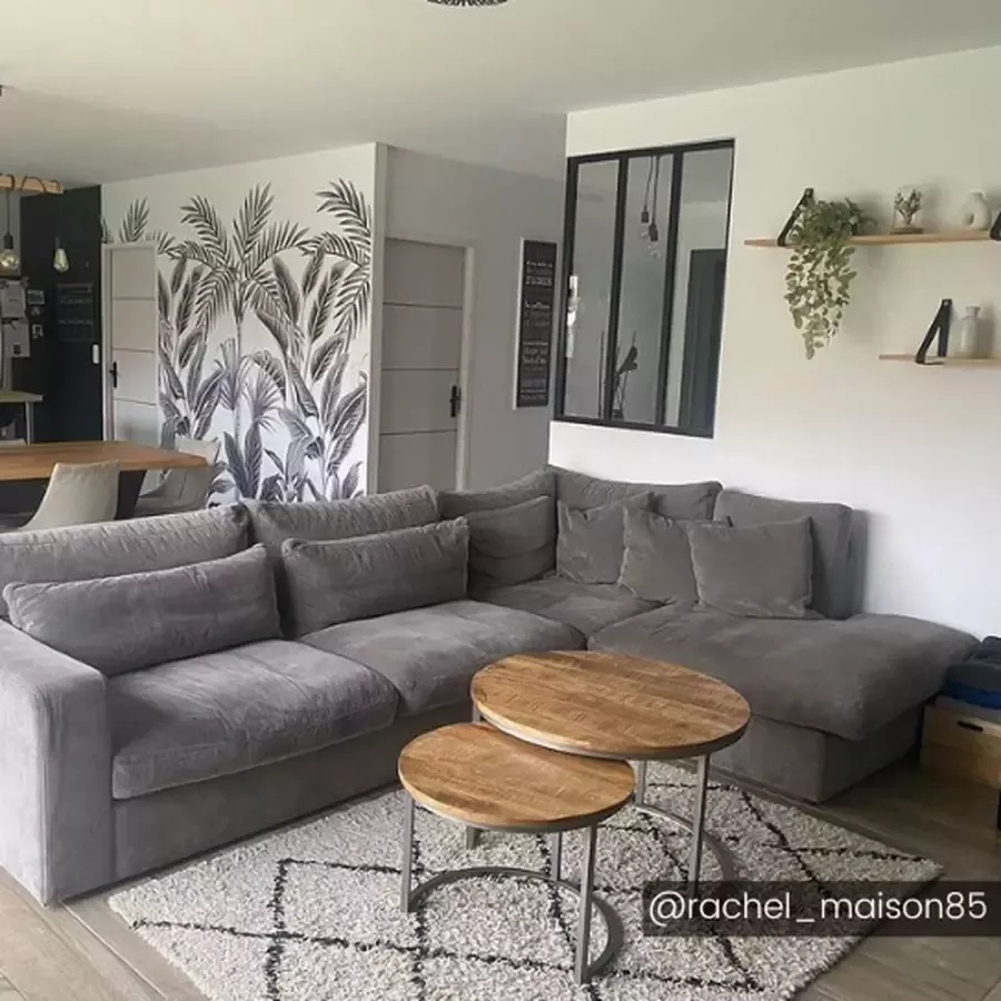 Vente-unique Inschuifbare salontafels QUETZAL Mangohout & metaal L 75 cm x H 48 cm x D 75 cm - Foto 3