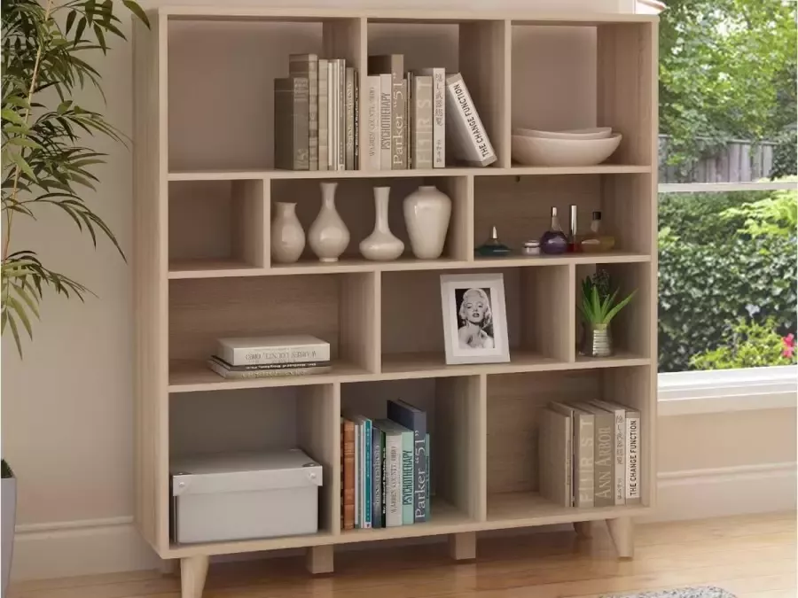 Vente-unique Kast APHELIE 12 hokjes eiken L 120 cm x H 128.8 cm x D 29.6 cm