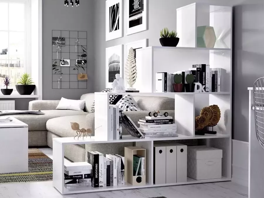Vente-unique Kast RAJA 6 niveaus wit L 145 cm x H 145 cm x D 29 cm - Foto 3