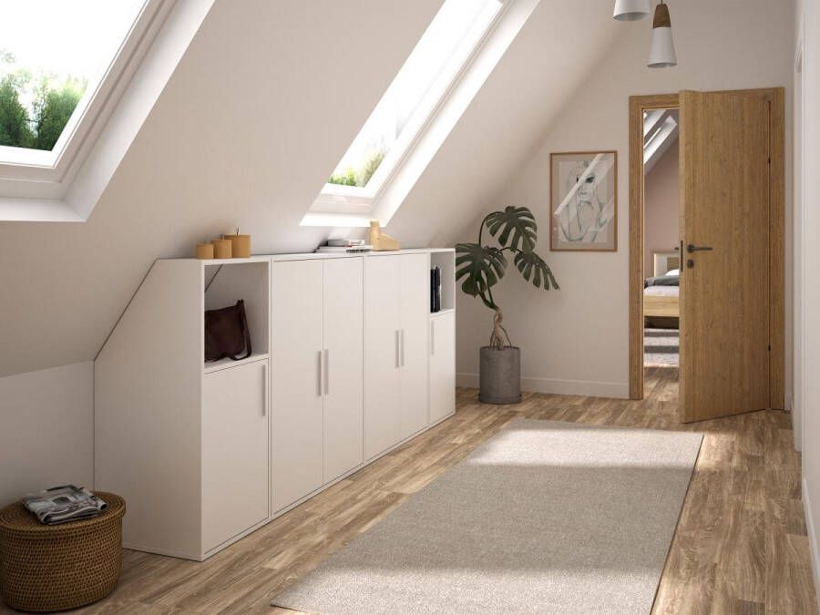 Vente-unique Kast voor onder schuin dak met 6 deuren en 2 nissen Wit ADEZIO L 278.8 cm x H 110 cm x D 50 cm