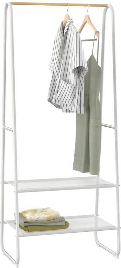 Vente-unique Kledingrek L64 cm Wit metaal en beukenhout DOGU L 64 cm x H 150 cm x D 40 cm - Foto 3