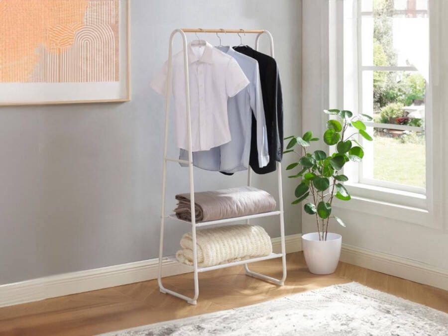 Vente-unique Kledingrek L64 cm Wit metaal en beukenhout DOGU L 64 cm x H 150 cm x D 40 cm - Foto 2