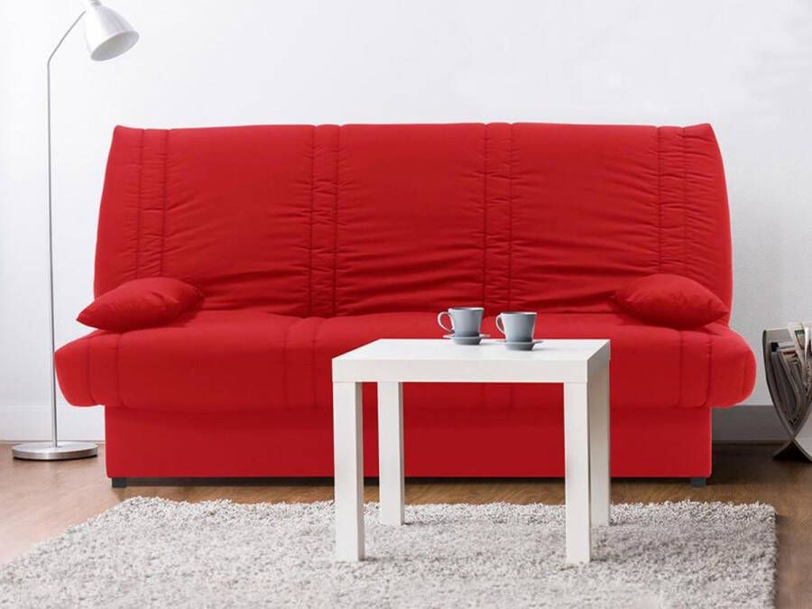 Vente-unique Klik-klak bedbank van 100% katoen met opbergruimte FARWEST II Rood L 193 cm x H 95 cm x D 95 cm