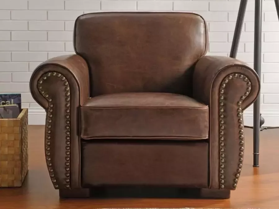 Leren fauteuil HECTOR Bruin L 105 cm x H 82 cm x D 86 cm - Foto 2
