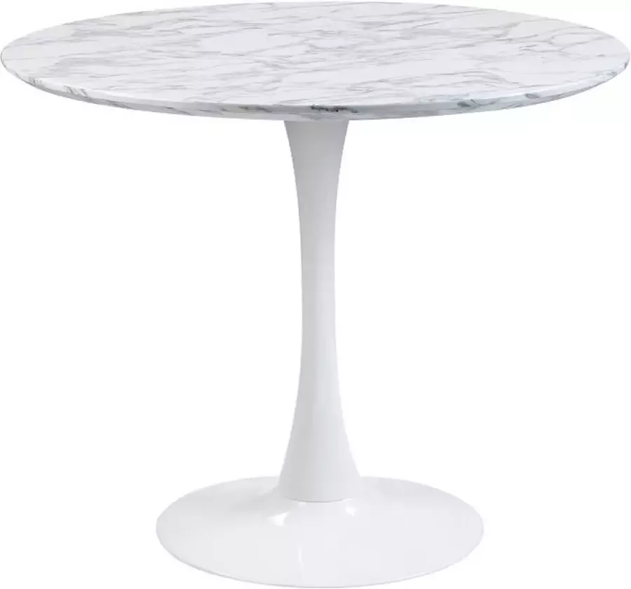 Vente-unique Ronde eettafel MANAGA 4 personen Mdf met marmereffect L 90 cm x H 74 cm x D 90 cm