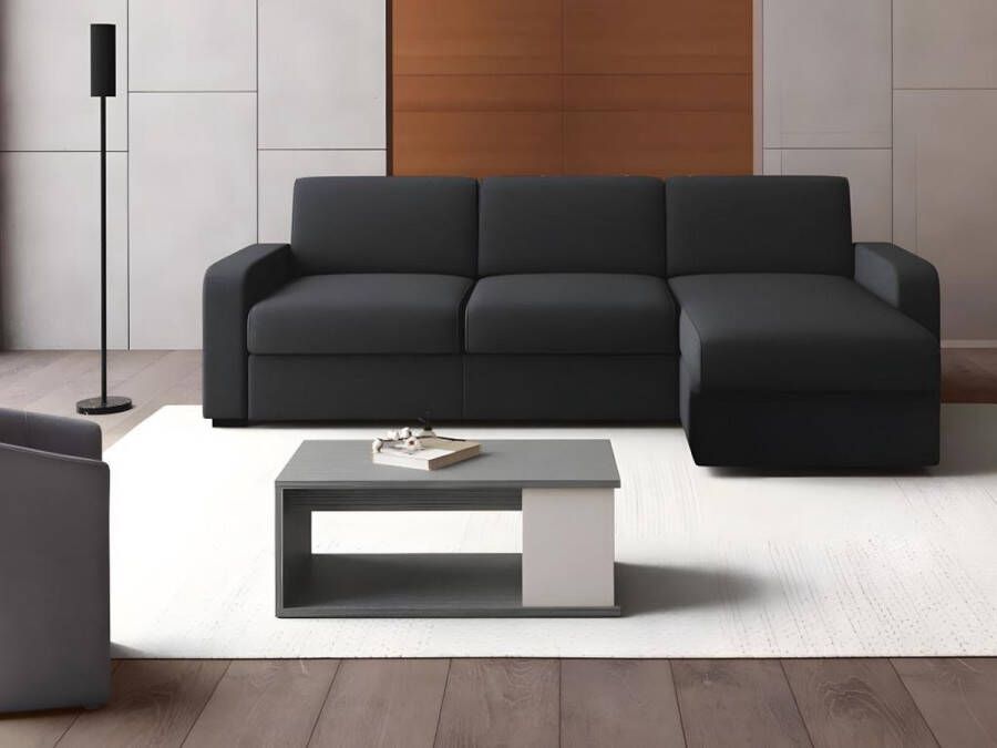 Vente-unique Salontafel ALDANA Verstelbaar blad Hout en MDF Wengé en wit L 90 cm x H 49 cm x D 55 cm - Foto 3