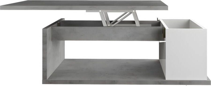 Vente-unique Salontafel ALDANA Verstelbaar blad Hout en MDF Wengé en wit L 90 cm x H 49 cm x D 55 cm - Foto 4