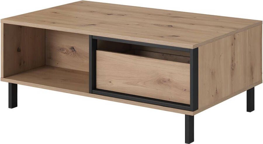 Vente-unique Salontafel BAYORI 2 laden en 1 nis Eiken en antraciet L 101.7 cm x H 43.2 cm x D 62 cm