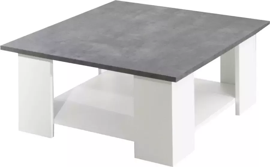 Vente-unique Salontafel JANET Kleuren: wit en beton L 67 cm x H 30.5 cm x D 67 cm - Foto 2