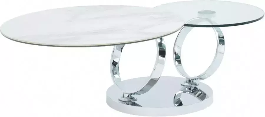 Maison Céphy Salontafel met draaiblad JOLINE Keramiek en gehard glas Wit marmereffect L 131.5 cm x H 42 cm x D 80 cm - Foto 3
