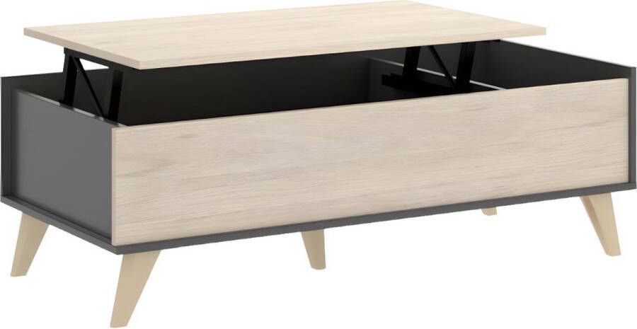 Vente-unique Salontafel met verstelbaar blad KOLYMA 1 nis eiken & antraciet L 99 cm x H 41 cm x D 60 cm