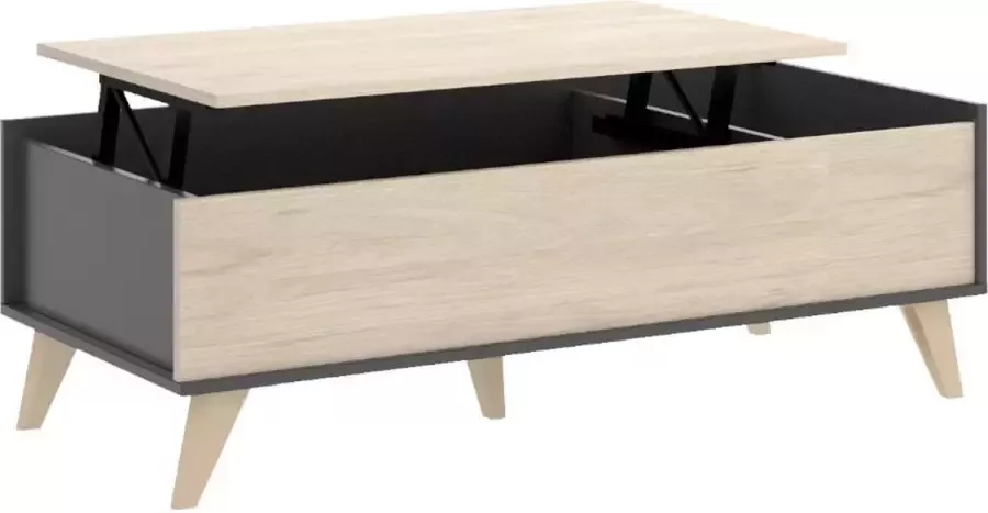 Vente-unique Salontafel met verstelbaar blad KOLYMA 1 nis eiken & antraciet L 99 cm x H 41 cm x D 60 cm - Foto 3