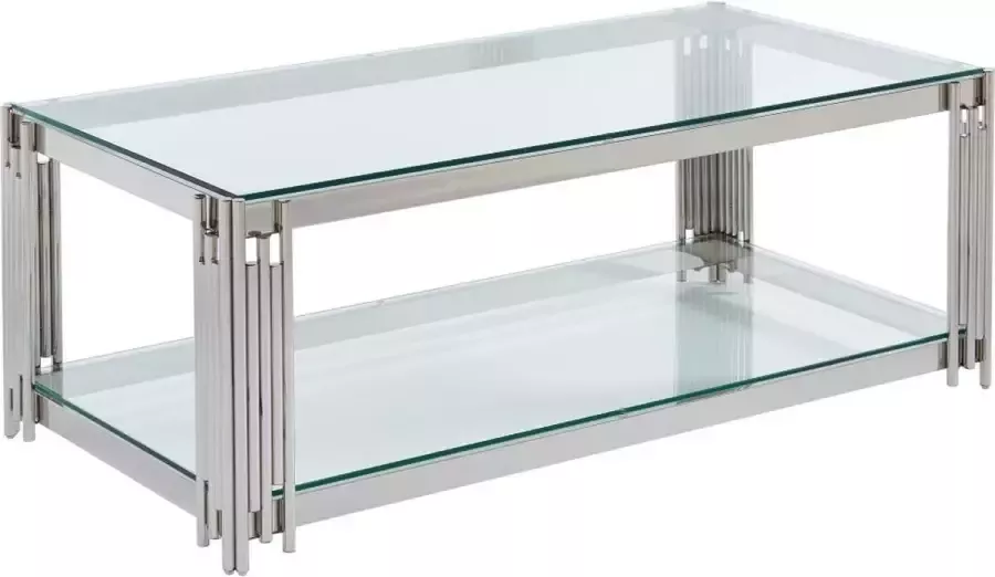 Pascal Morabito Salontafel van gehard glas en roestvrij staal Verchroomd NOMELANO van L 123.5 cm x H 45.5 cm x D 63.5 cm - Foto 2