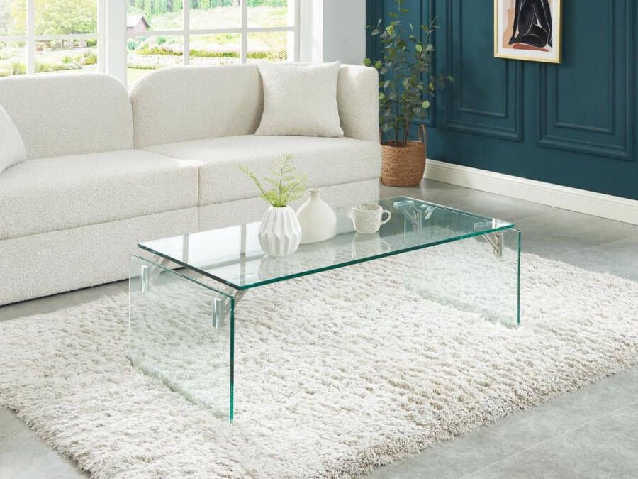Vente-unique Salontafel van gehard glas Transparant MADRO L 120 cm x H 40 cm x D 60 cm
