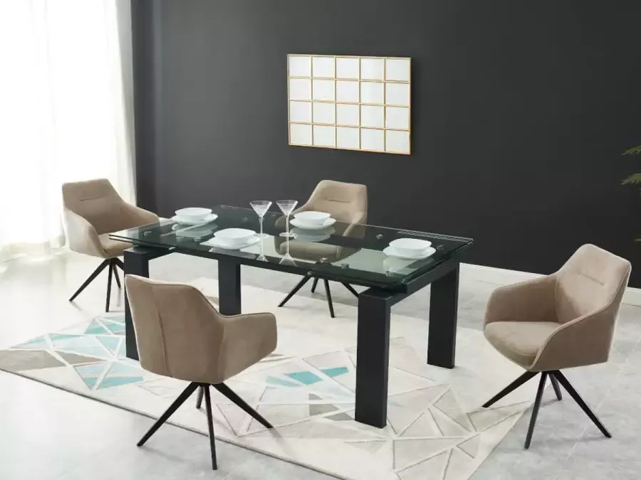 Vente-unique Set eettafel LUBANA + 4 stoelen MUSE Zwart & beige L 270 cm x H 83 cm x D 100 cm - Foto 2