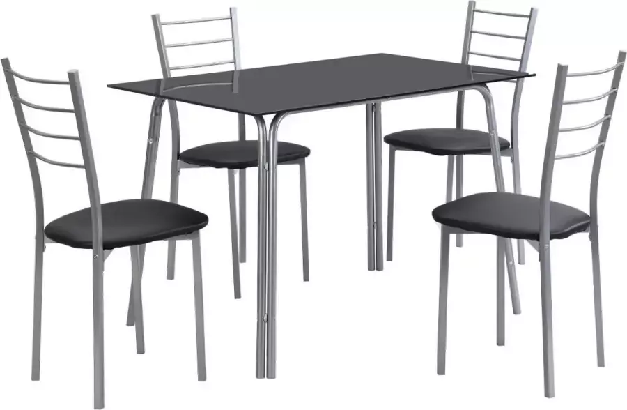 Vente-unique Set tafel + 4 stoelen Zwart en verchroomd VILIARI L 110 cm x H 89 cm x D 70 cm