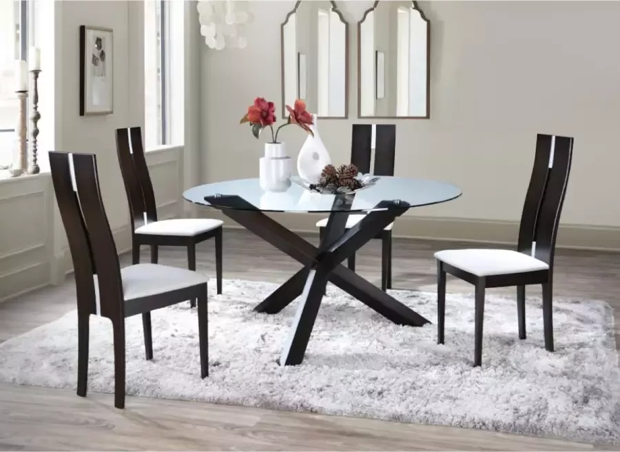 Vente-unique Set tafel CENTAURI + 4 stoelen SALENA Beukenhout Wengé L 140 cm x H 103 cm x D 140 cm