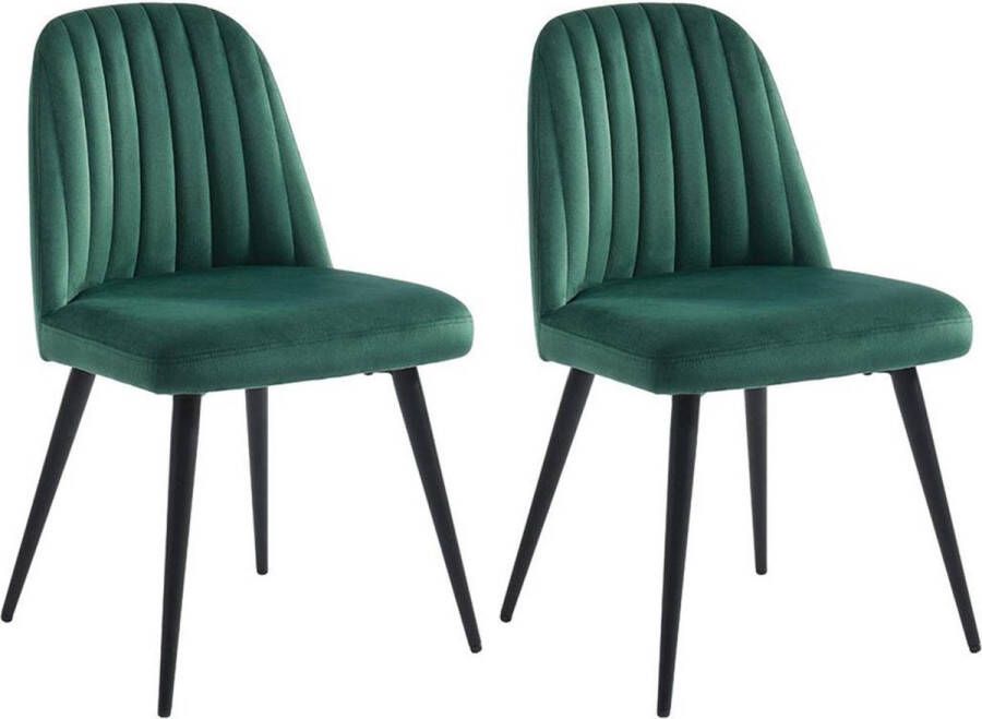 Vente-unique Set van 2 stoelen ELEANA Fluweel en zwart metaal Groen L 49 cm x H 81 cm x D 52 cm