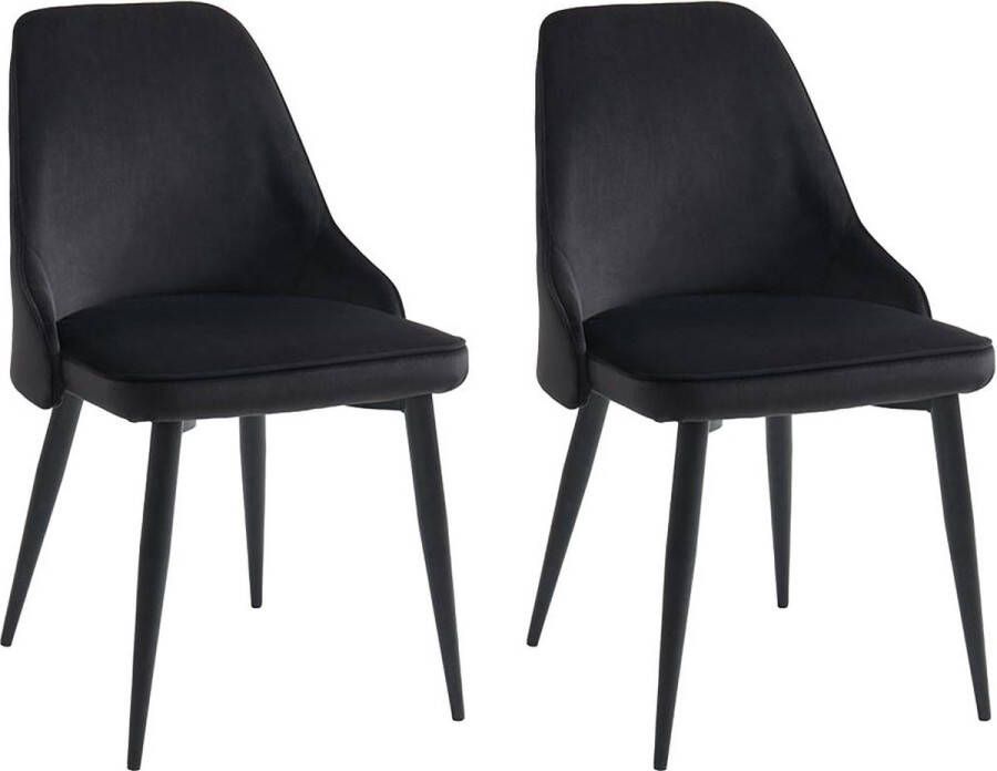 Vente-unique Set van 2 stoelen EZRA Fluweel en metaal Zwart L 53 cm x H 86 cm x D 59 cm