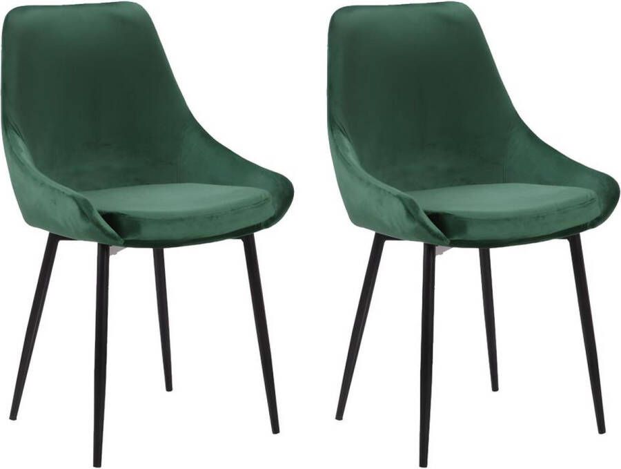 Vente-unique Set van 2 stoelen MASURIE Fluweel Groen L 49 cm x H 85.5 cm x D 56 cm