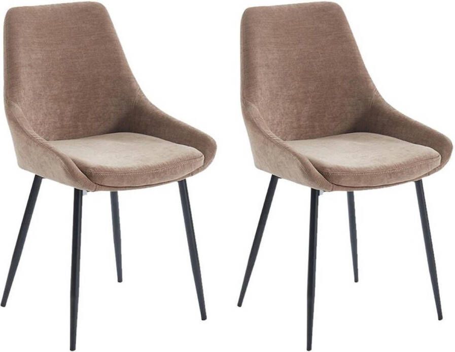 Vente-unique Set van 2 stoelen MASURIE Stof Bruin L 49 cm x H 85.5 cm x D 56 cm