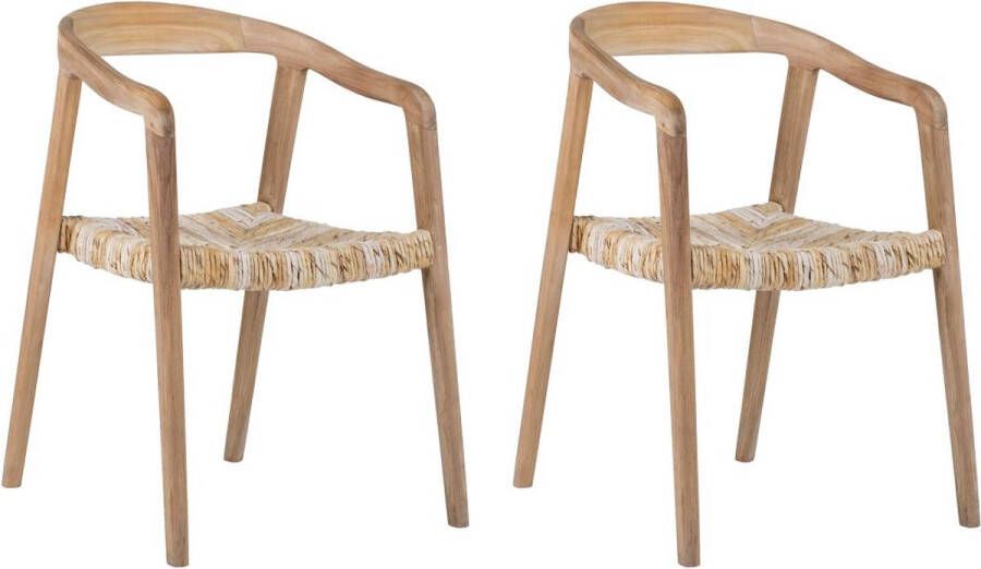 Vente-unique Set van 2 stoelen met armleuningen van teakhout Licht naturel JUNARIA L 55 cm x H 78 cm x D 57 cm