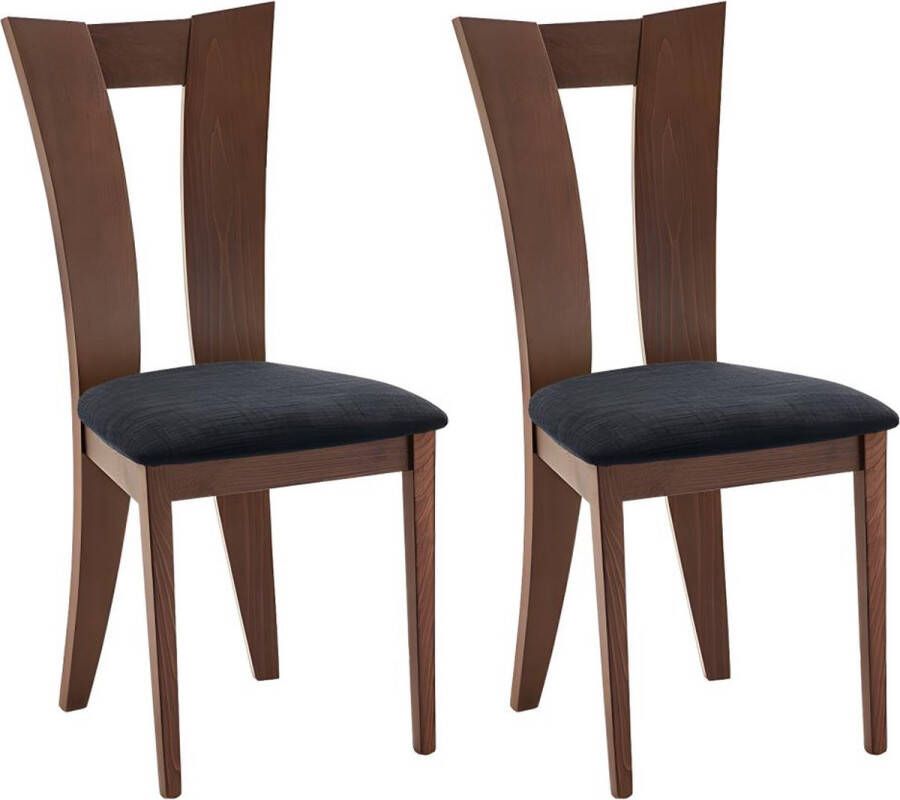 Vente-unique Set van 2 stoelen TIFFANY Massief beuken Kleuren : Noten en expresso L 46 cm x H 96 cm x D 53 cm