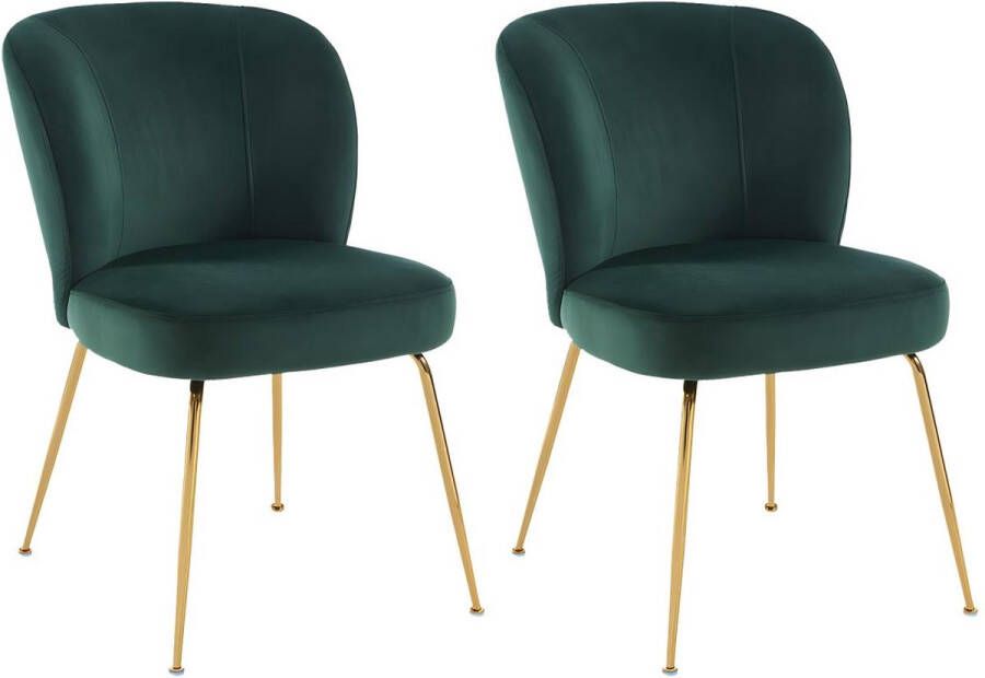 Vente-unique Set van 2 stoelen van velours en goudkleurig metaal Groen POLPONA van Pascal MORABITO L 52 cm x H 79 cm x D 67.5 cm