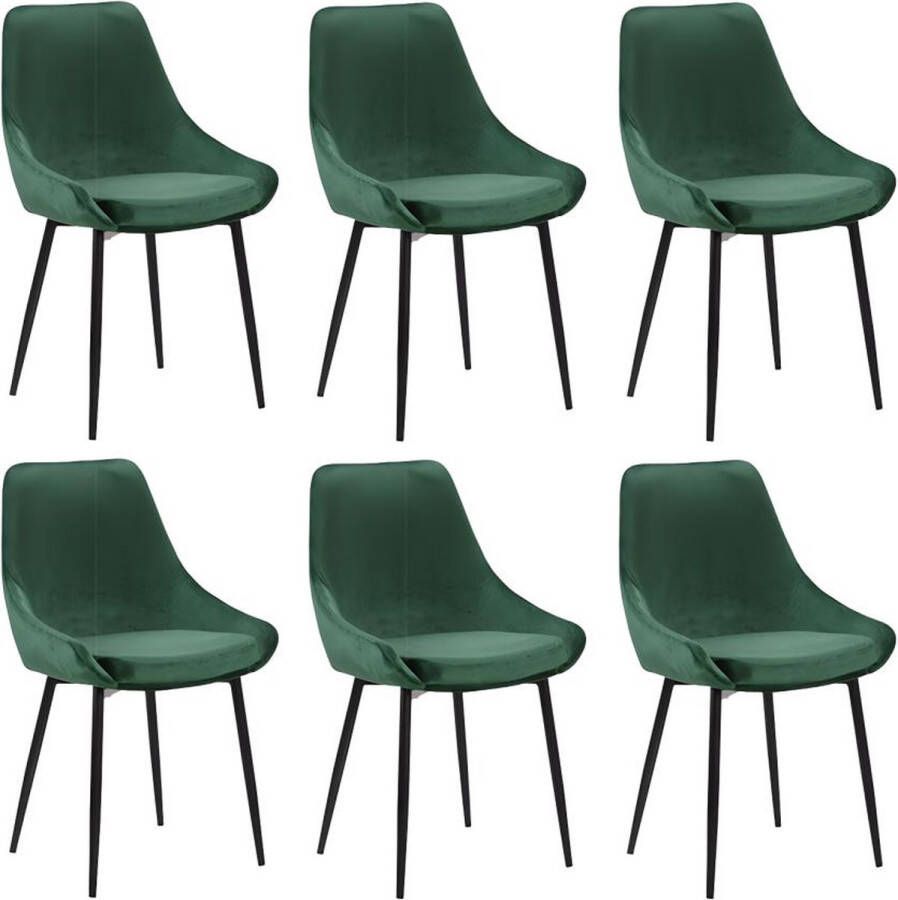 Vente-unique Set van 6 stoelen MASURIE Fluweel Groen L 49 cm x H 85.5 cm x D 56 cm