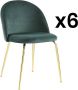 Vente-unique Set van 6 stoelen MELBOURNE Fluweel en goudkleurig metaal Groen L 50 cm x H 77 cm x D 55 cm - Thumbnail 2