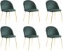 Vente-unique Set van 6 stoelen MELBOURNE Fluweel en goudkleurig metaal Groen L 50 cm x H 77 cm x D 55 cm - Thumbnail 1