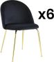 Vente-unique Set van 6 stoelen MELBOURNE Fluweel en goudkleurig metaal Zwart L 50 cm x H 77 cm x D 55 cm - Thumbnail 2