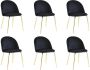 Vente-unique Set van 6 stoelen MELBOURNE Fluweel en goudkleurig metaal Zwart L 50 cm x H 77 cm x D 55 cm - Thumbnail 1
