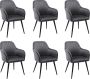 Vente-unique Set van 6 stoelen met fluweel en zwarte metalen leuningen Grijs ELEANA L 58 cm x H 82 cm x D 59 cm - Thumbnail 1