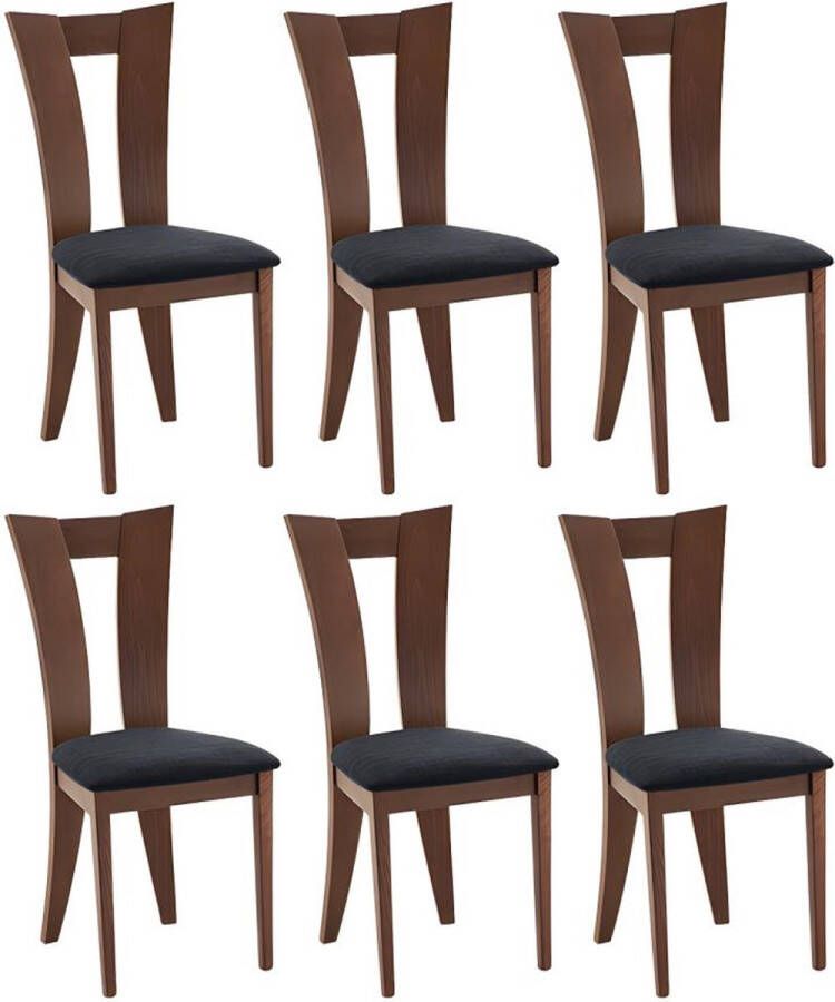 Vente-unique Set van 6 stoelen TIFFANY Massief beuken Kleuren : Noten en expresso L 46 cm x H 96 cm x D 53 cm