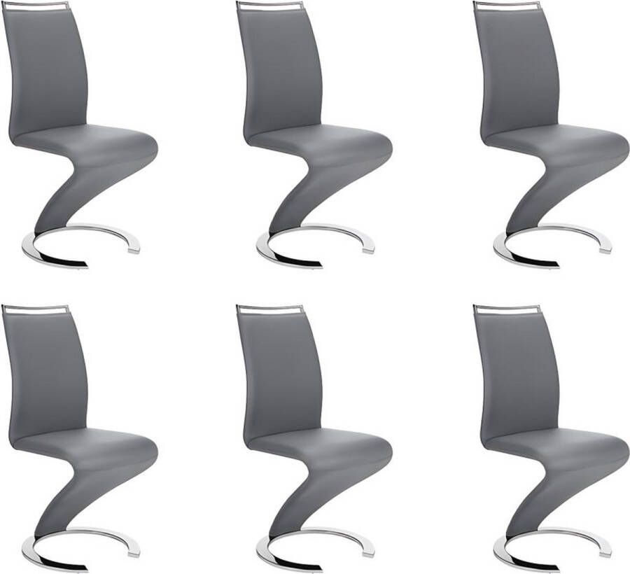 Vente-unique Set van 6 stoelen TWIZY Kunstleer grijs L 61 cm x H 100 cm x D 49 cm