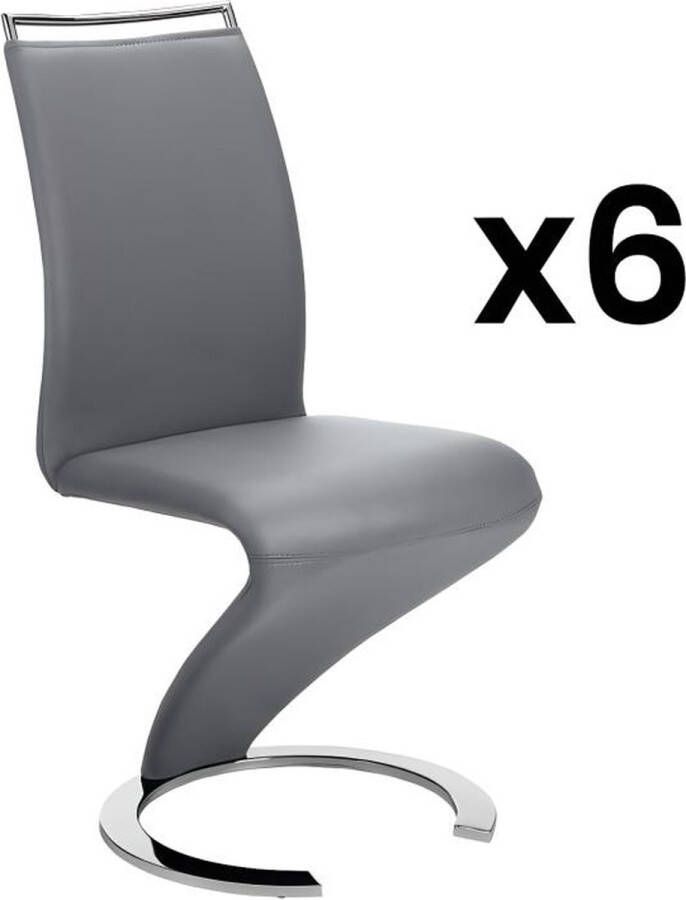 Vente-unique Set van 6 stoelen TWIZY Kunstleer grijs L 61 cm x H 100 cm x D 49 cm