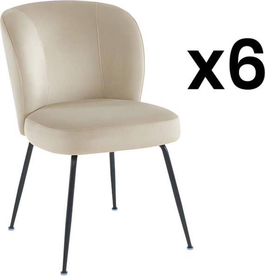 Vente-unique Set van 6 stoelen van fluweel en metaal Beige POLPONA van Pascal MORABITO L 52 cm x H 79 cm x D 67.5 cm