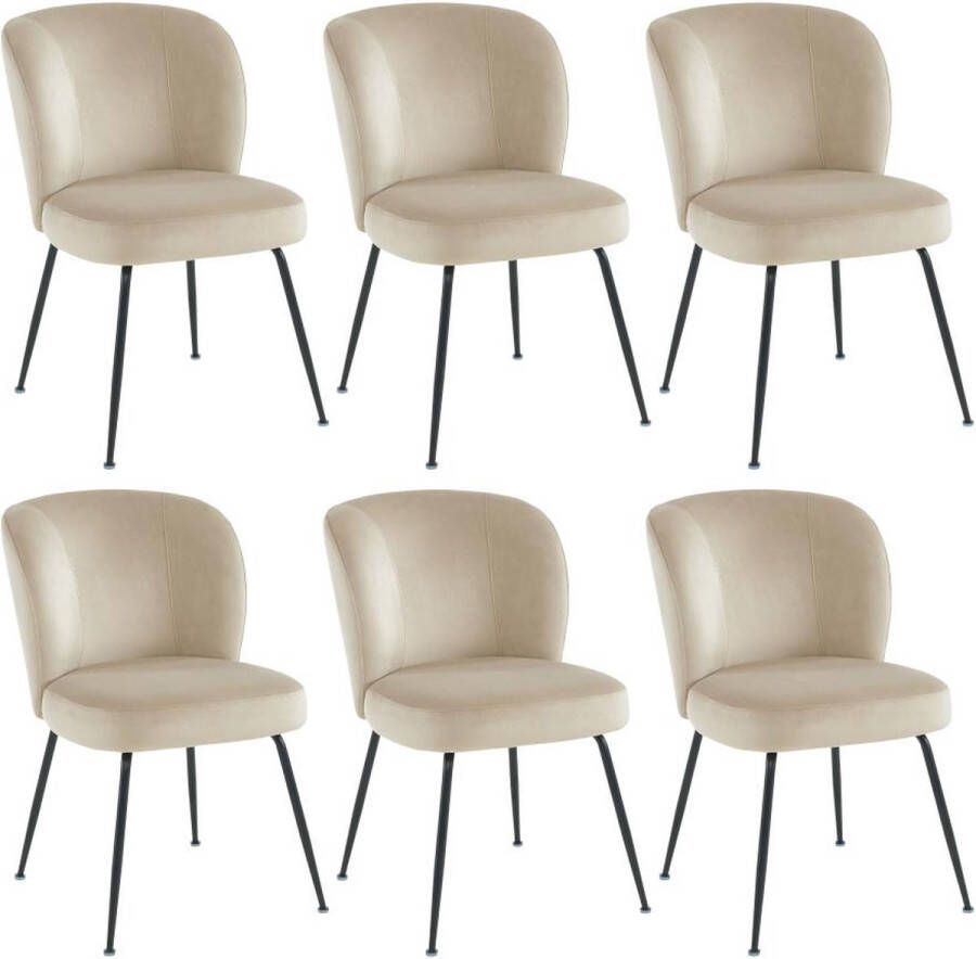 Vente-unique Set van 6 stoelen van fluweel en metaal Beige POLPONA van Pascal MORABITO L 52 cm x H 79 cm x D 67.5 cm - Foto 1