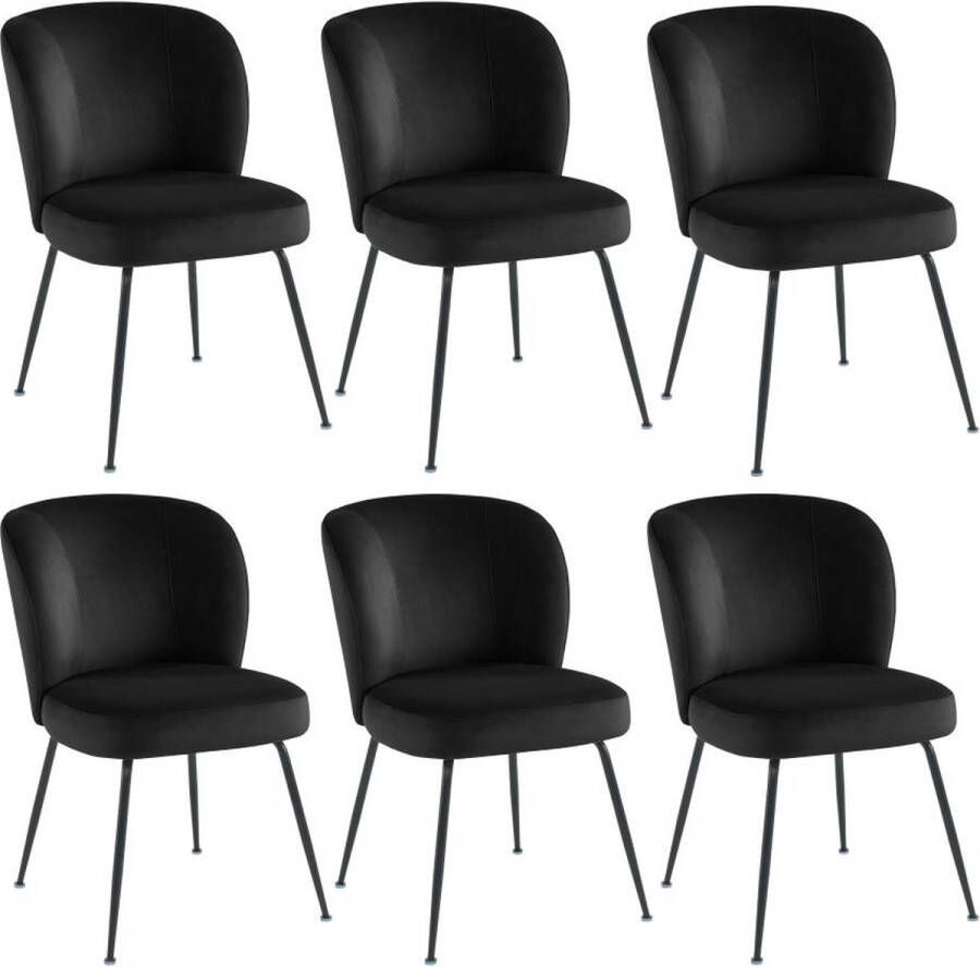 Vente-unique Set van 6 stoelen van fluweel en metaal Zwart POLPONA van Pascal MORABITO L 52 cm x H 79 cm x D 67.5 cm