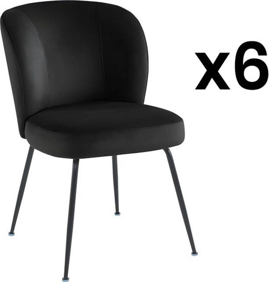 Vente-unique Set van 6 stoelen van fluweel en metaal Zwart POLPONA van Pascal MORABITO L 52 cm x H 79 cm x D 67.5 cm