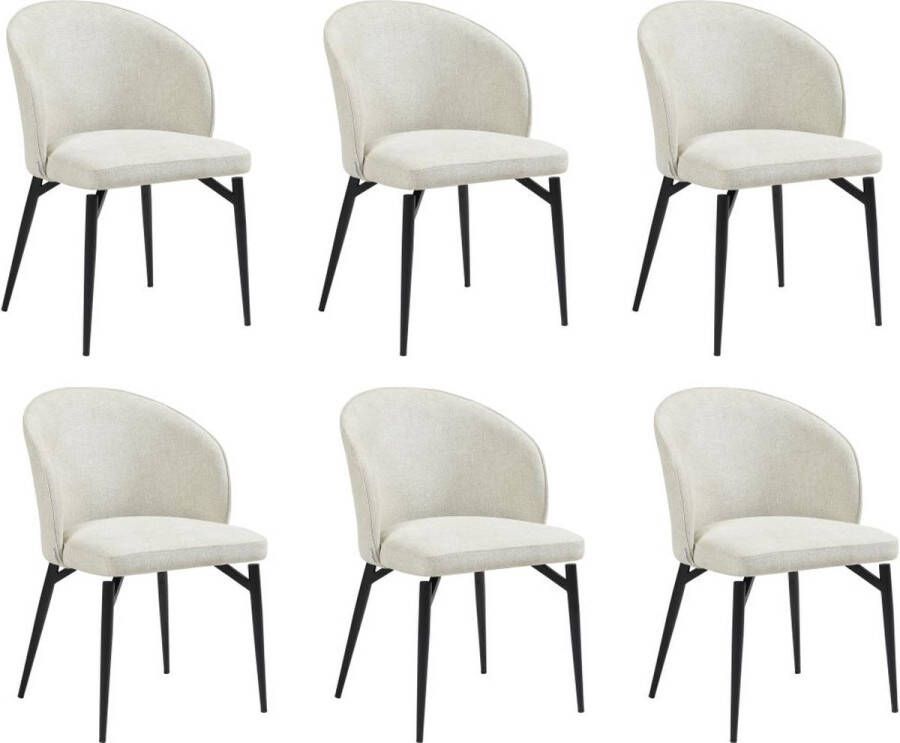 Vente-unique Set van 6 stoelen van stof en metaal Crèmewit GILONA van Pascal MORABITO van Pascal Morabito L 54 cm x H 80.5 cm x D 56.5 cm