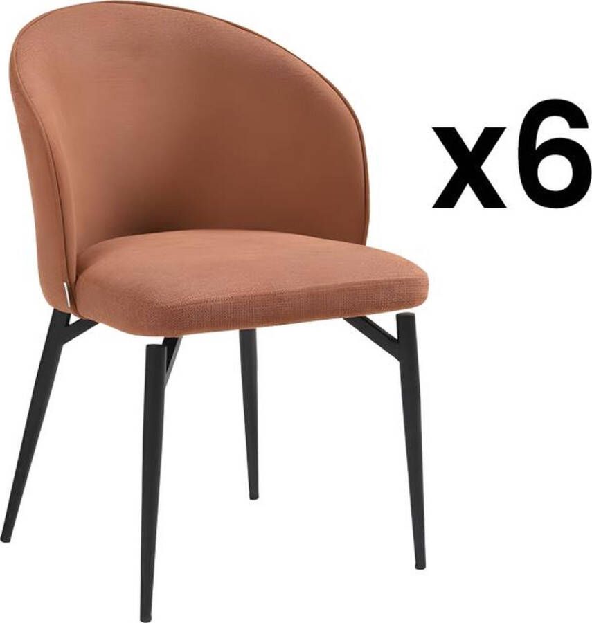 Vente-unique Set van 6 stoelen van stof en metaal Terracotta GILONA van Pascal MORABITO van Pascal Morabito L 54 cm x H 80.5 cm x D 56.5 cm