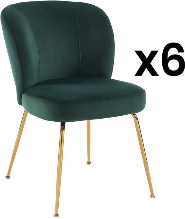 Vente-unique Set van 6 stoelen van velours en goudkleurig metaal Groen POLPONA van Pascal MORABITO L 52 cm x H 79 cm x D 67.5 cm