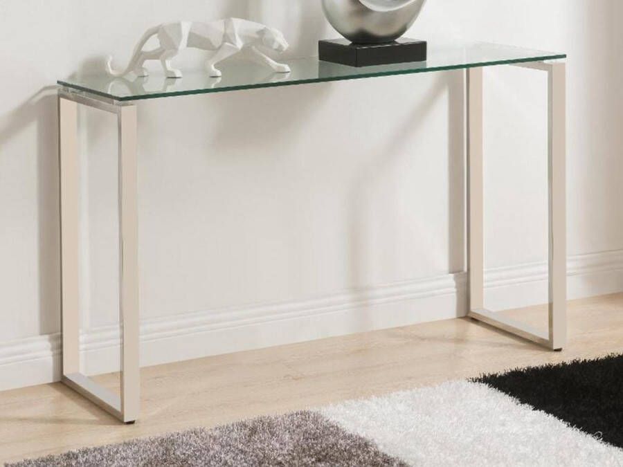 Vente-unique Sidetable FREYA Gehard glas en gechroomd metaal L 120 cm x H 75 cm x D 41 cm